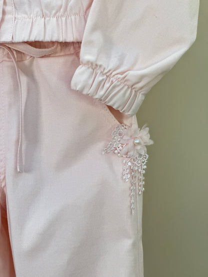Conjunto Infantil Jaqueta Bomber e Calça Jogger Sarja Rosa - Gabriela Aquarela