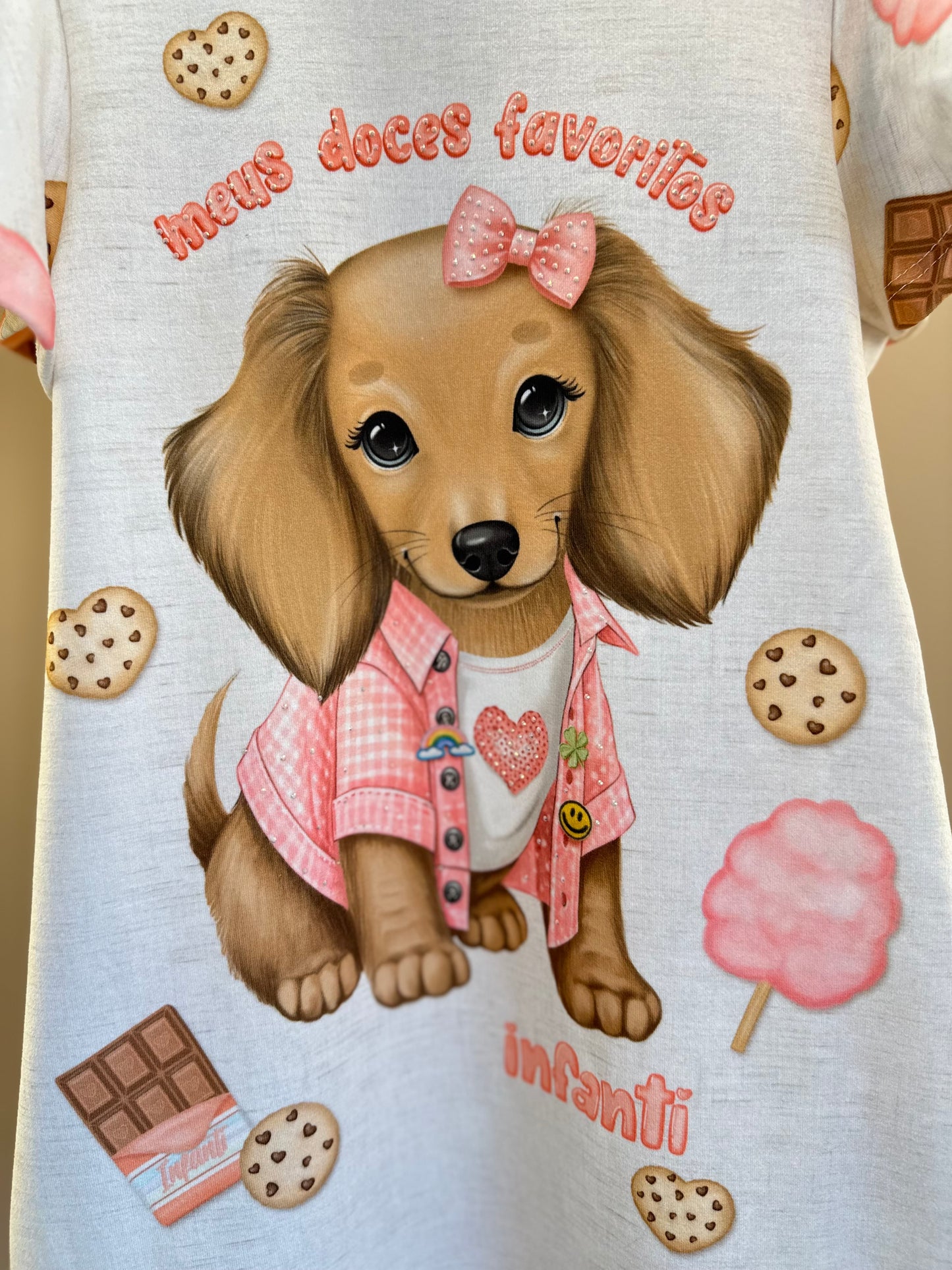Vestido Infantil Molecotton Meus Doces Favoritos Bege Claro - Infanti