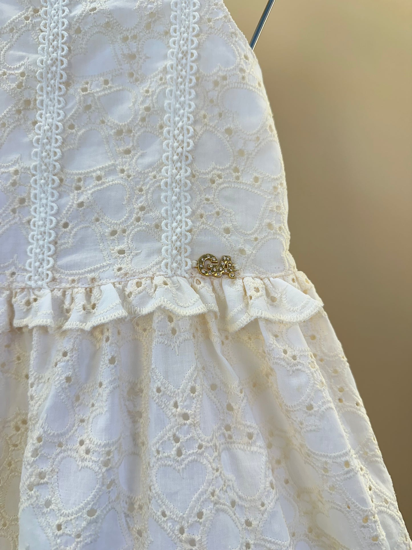 Vestido Infantil  Laise Coração e Rendinha na Pala -  Gabriela Aquarela
