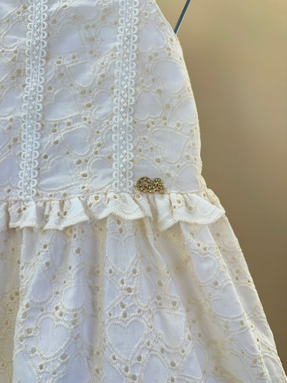 Vestido Infantil  Laise Coração e Rendinha na Pala -  Gabriela Aquarela