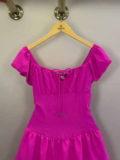 Vestido Teen Crepe Babados Pink - Two In