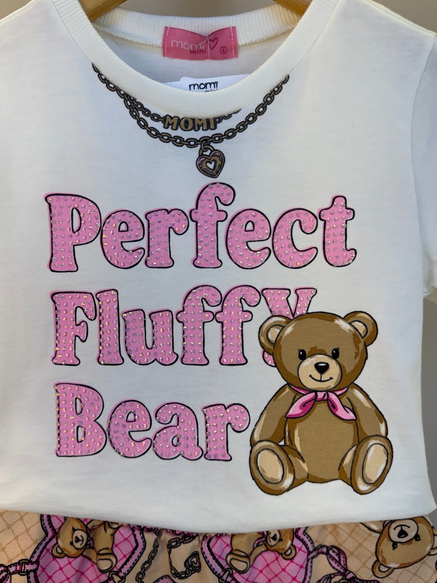 Conjunto Infantil Blusa de Ursinha com Strass e Shorts Ursinhas - Momi