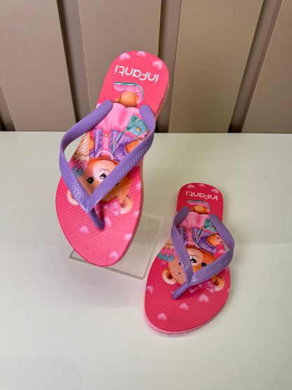 Chinelo Infantil Rosa Ursinha Com Sorvete e Bolsinha - Infanti