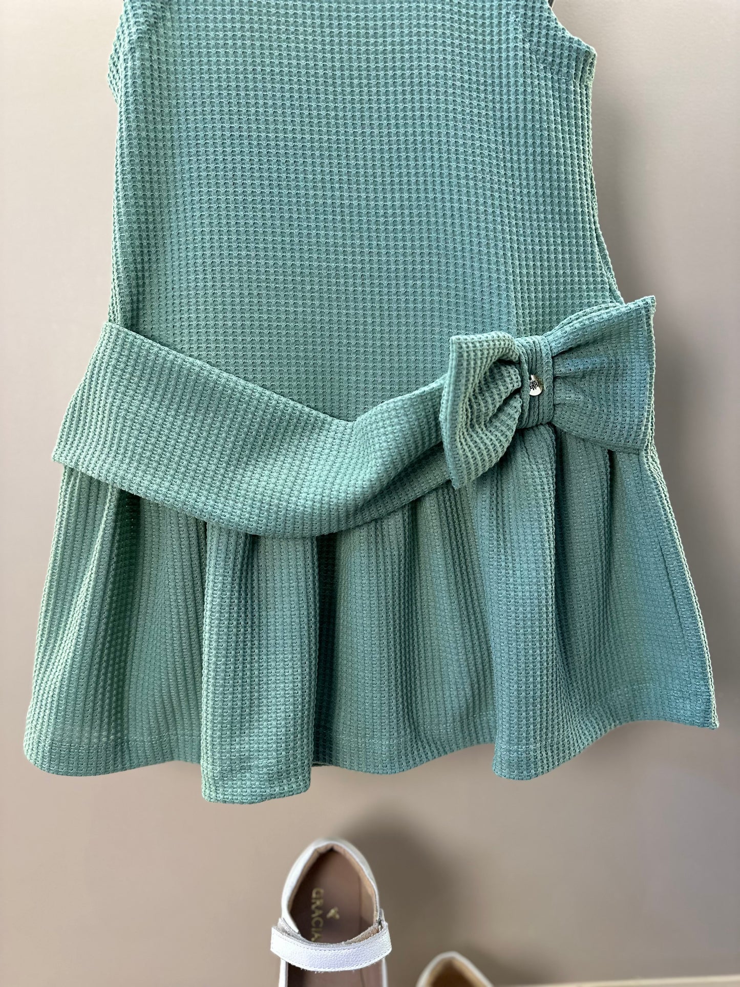Vestido Infantil Jumper Detalhe Pala e Laço Verde - Beabá