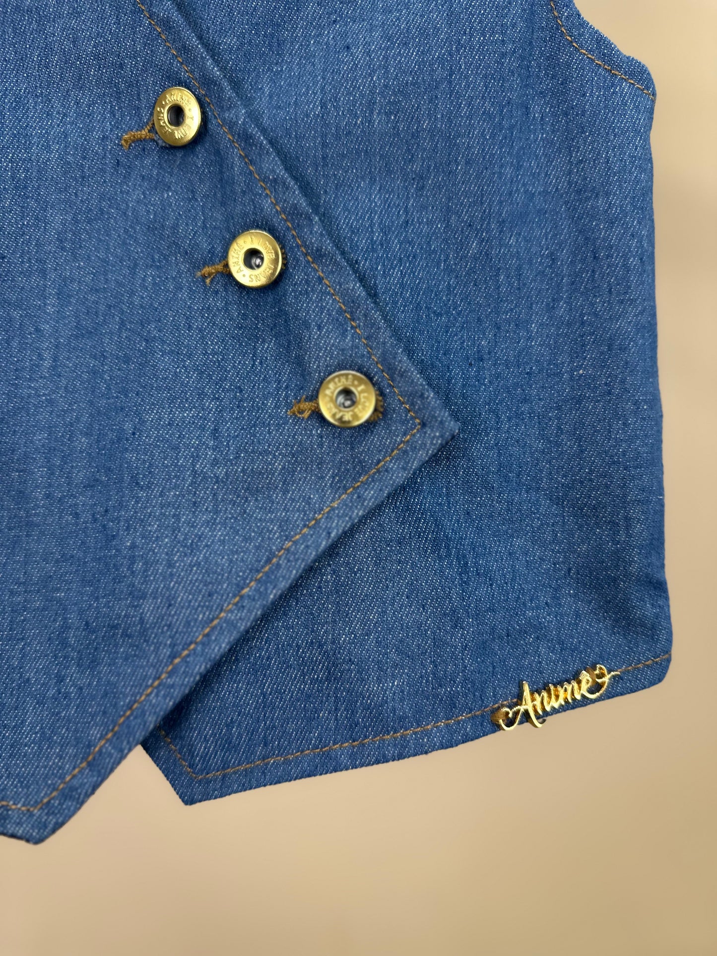 Colete Infantil Jeans Bordado Tule Flores - Animê