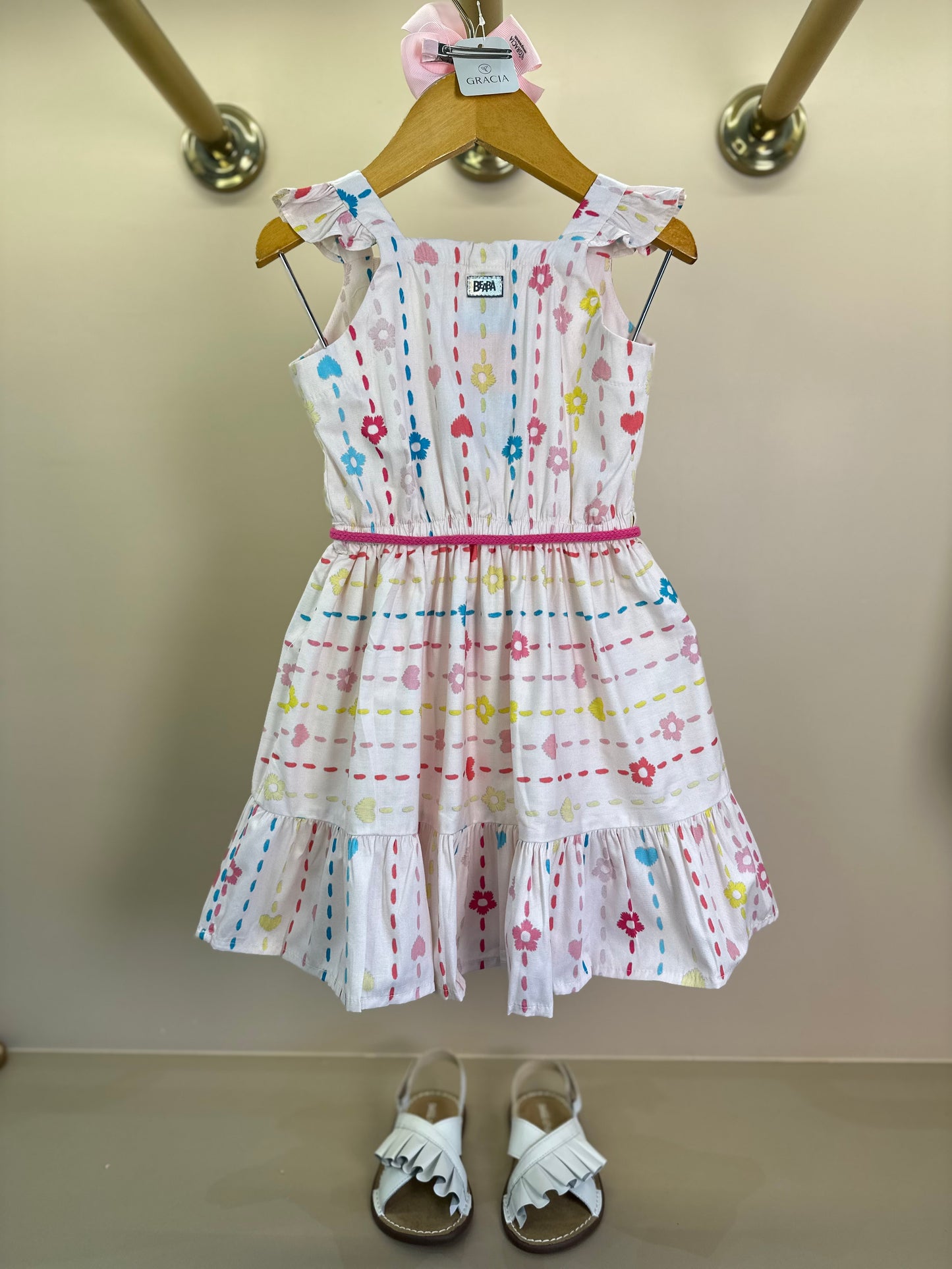 Vestido Infantil Algodão Estampado Cintinho - Beabá