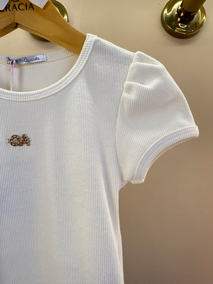 Blusa Infantil Off White de Renda nas Laterais - Gabriela Aquarela