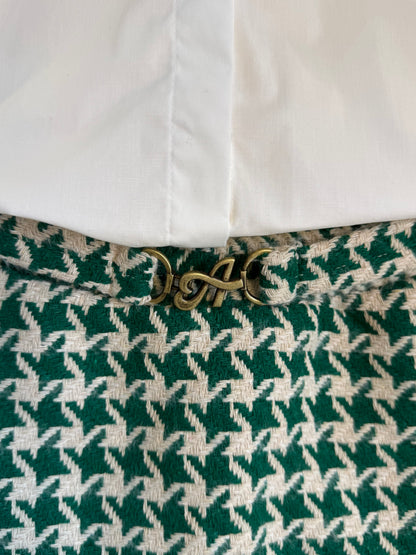Conjunto Infantil Camisa Gola Babados Rendas e Saia de Tweed Xadrez - Animê