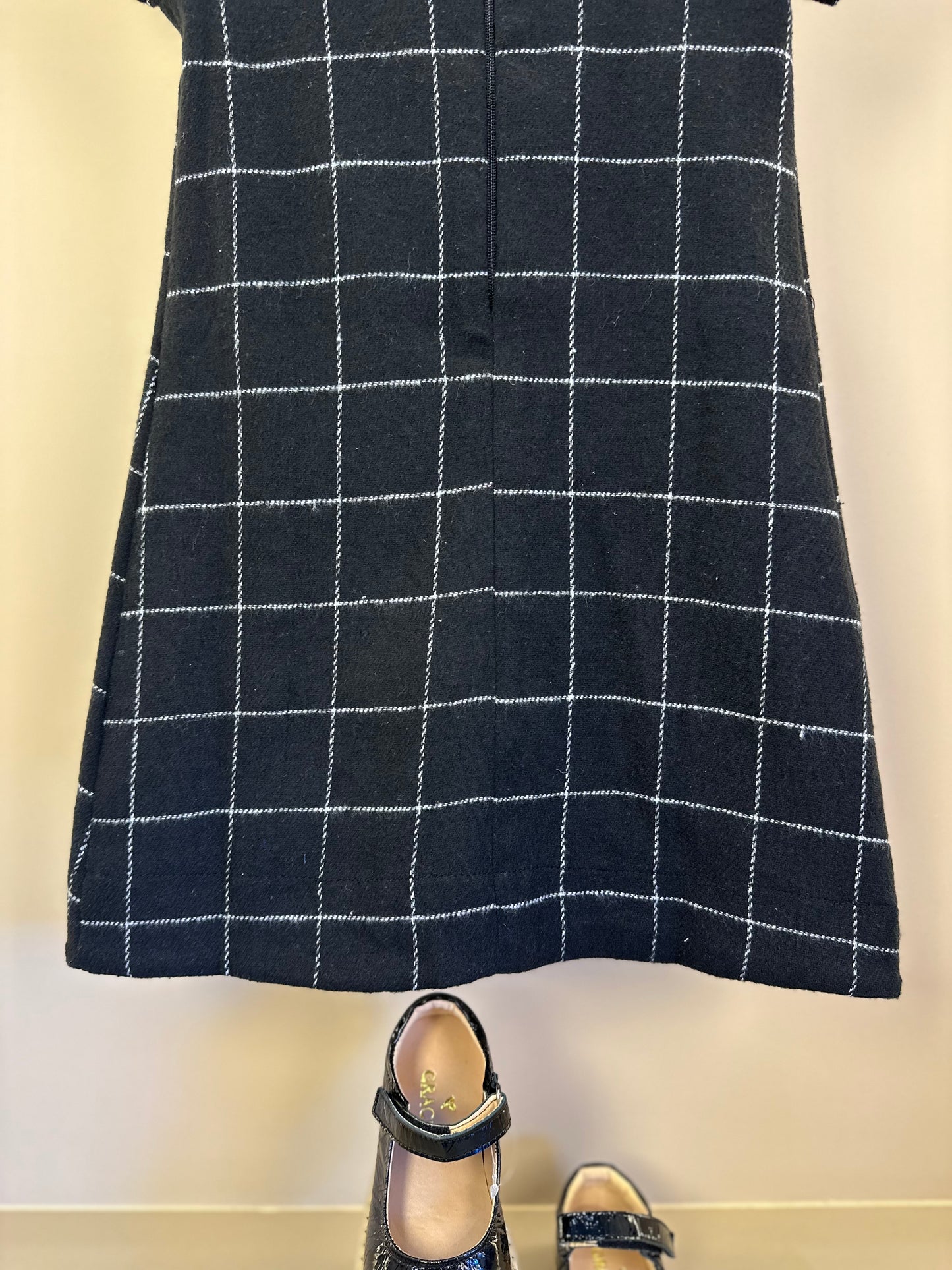 Vestido Infantil Trapézio Botões Xadrez Preto - Luluzinha