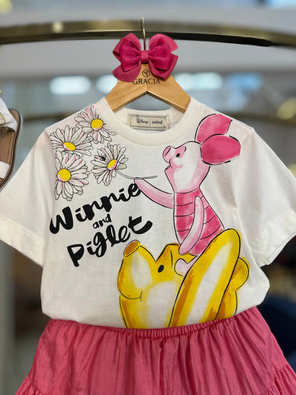 Conjunto Infantil T-Shirt Pooh e Balonê Rosa - Animê