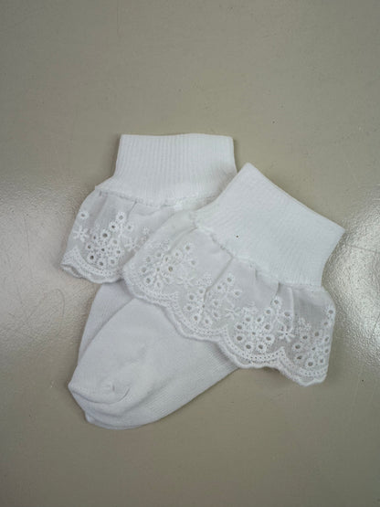 Meia Infantil Clássica Renda Branca - Roana