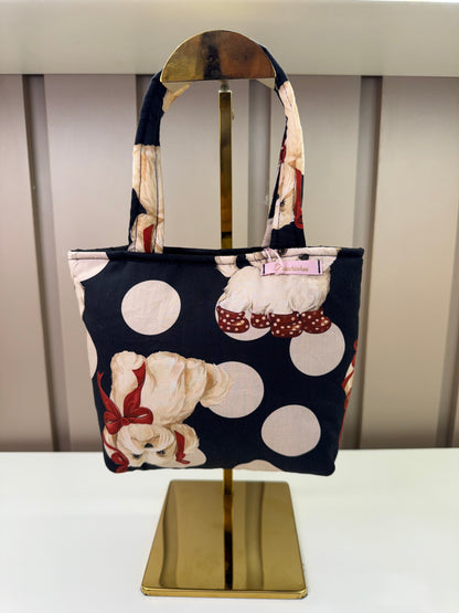 Bolsa Infantil Puffer Cachorrinhos & Lacinhos Preto - Pituchinhus