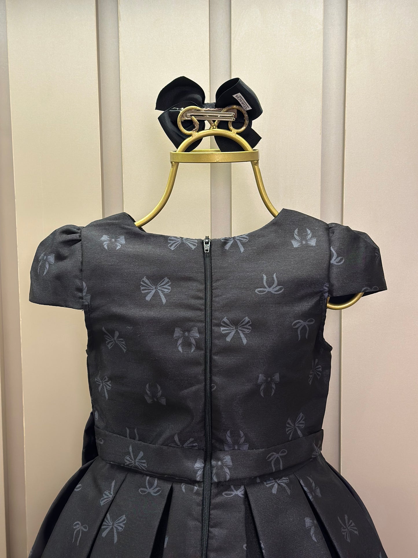 Vestido Infantil Festa Preto Estampa Lacinhos - Mon Sucré