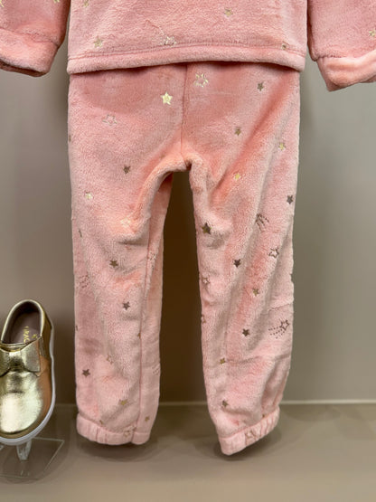 Pijama Infantil Blusão ML Ursinha e Calça Pelinho Foil Rosa Aloha - Infanti