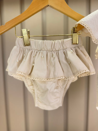 Conjunto Bebê Body Golinha e Calcinha Babado Pérola - Charpey
