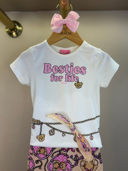 Conjunto Infantil Blusa Besties for Life e Calça Legging Ursinhas - Momi