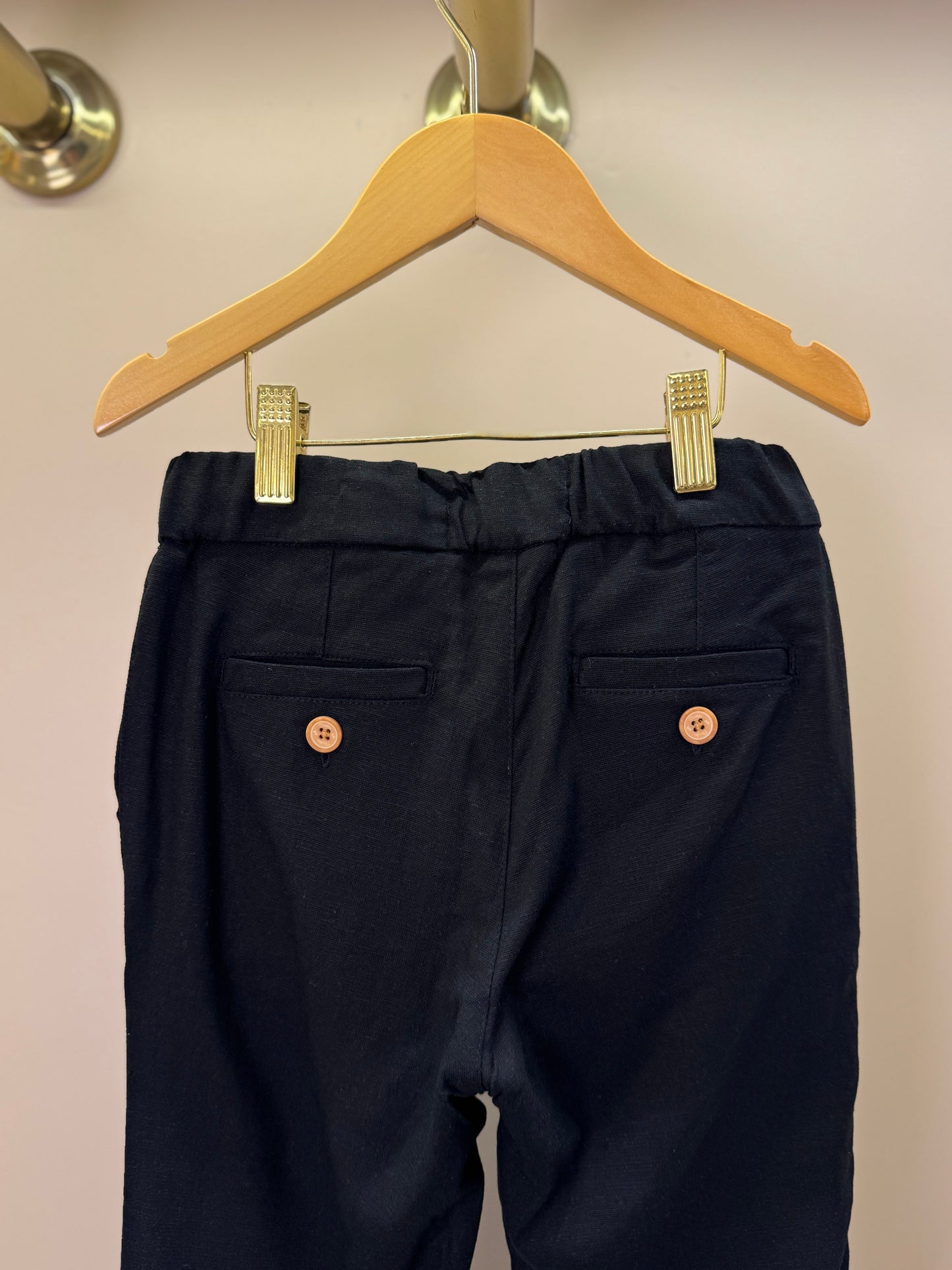 Calça Infantil Linho Cordão Preta - Dudes