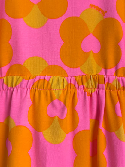 Vestido Infantil Laranja Floral com Saia em Camadas - Momi