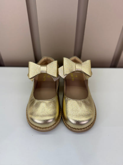 Sapatilha Infantil Mariah Retrô Laço Removível Dourado - Gracia