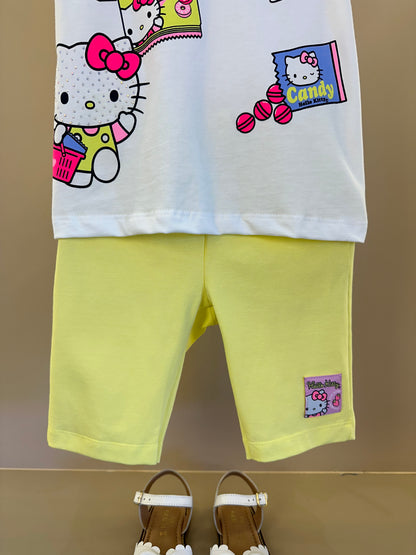 Conjunto Infantil Blusa Hello Kitty e Shorts Legging - Momi