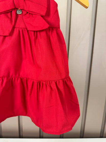 Vestido Infantil Laço Maxxi Babados Em Camadas Vermelho - Mon Sucre