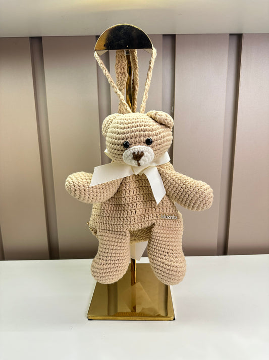 Mochila Infantil Conceito Ursinho Tricot Bege - Luluzinha