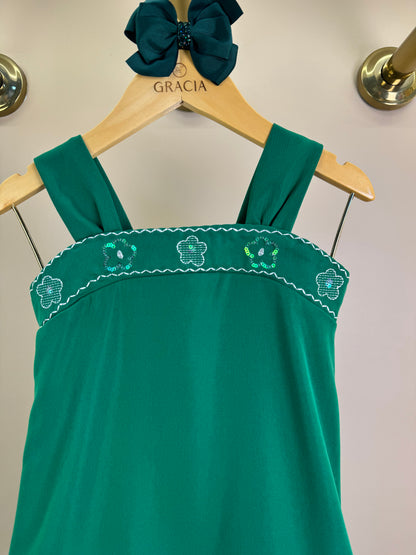 Vestido Infantil Trapézio Em Sarja Bordada - Mon Sucre