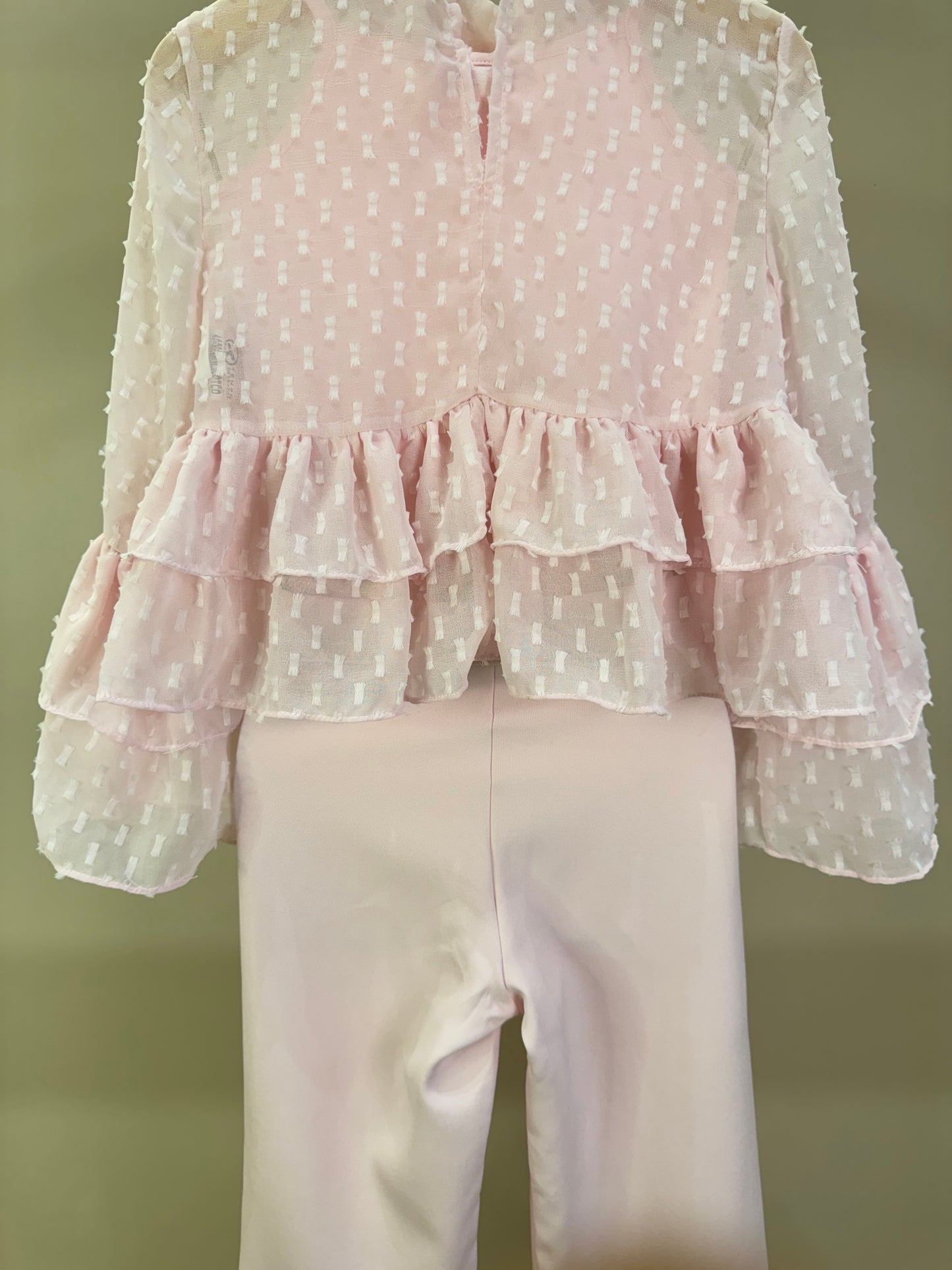 Conjunto Infantil Blusa Chiffon com Babados e Calça Alfaiataria - Luluzinha