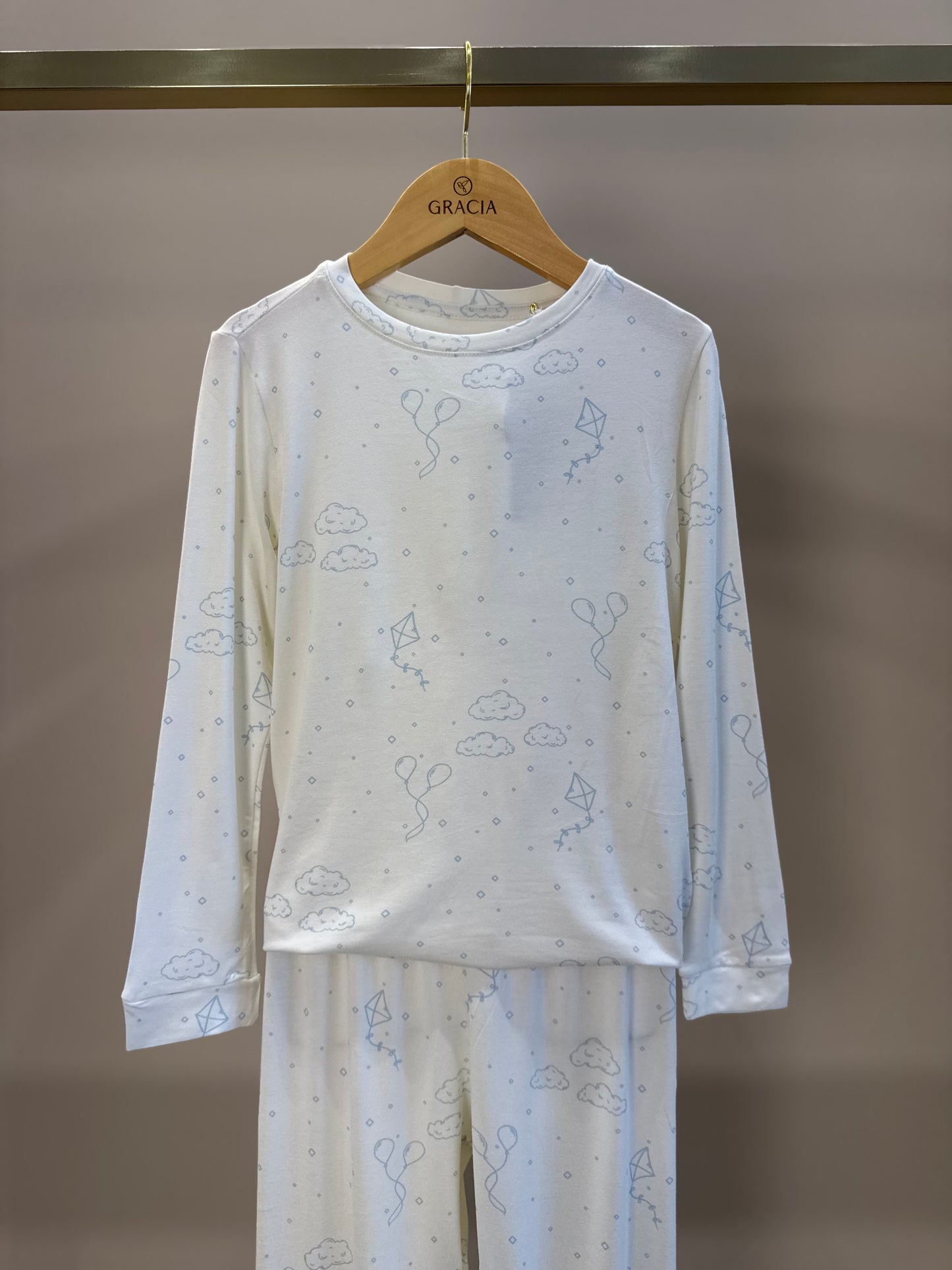 Pijama Infantil Comfy Blusa ML e Calça Sky Off White - Conforteca