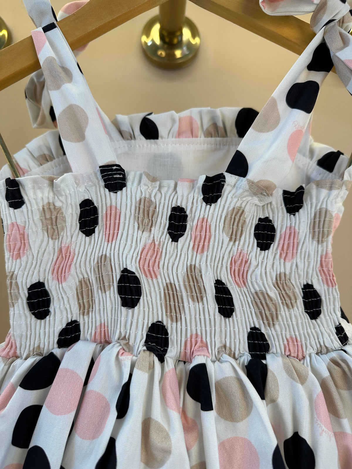 Vestido Infantil Algodão Com Babados e Poá Colorido