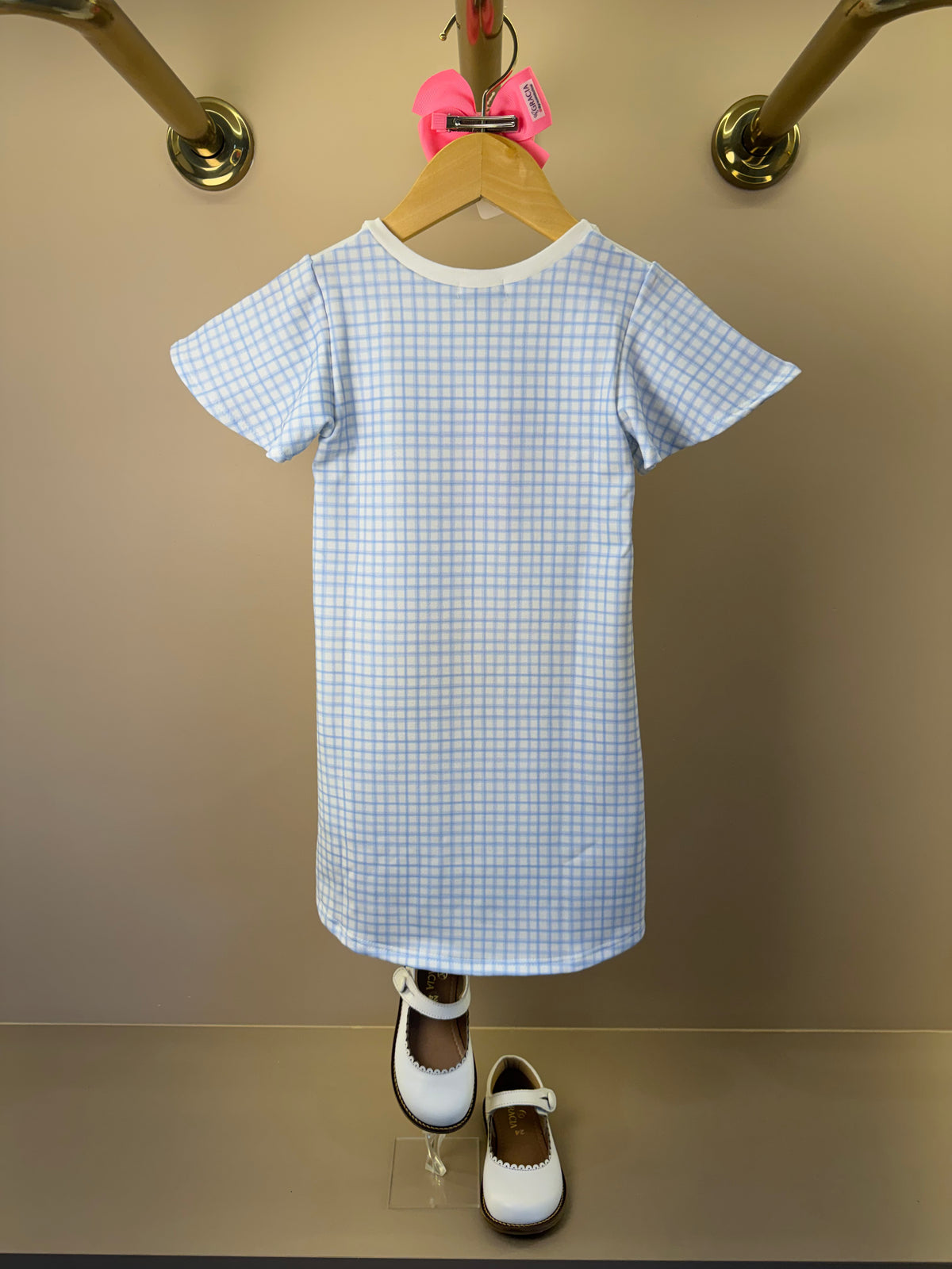 Vestido Infantil Molecotton Ursinho e Mangas Xadrez - Infanti