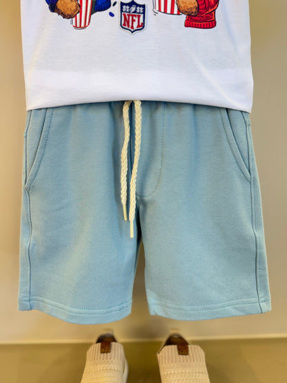 Conjunto Infantil Camiseta Algodão NFL Teddy Torcedores e Bermuda Básica Moletom Algodão Malibu - Dame