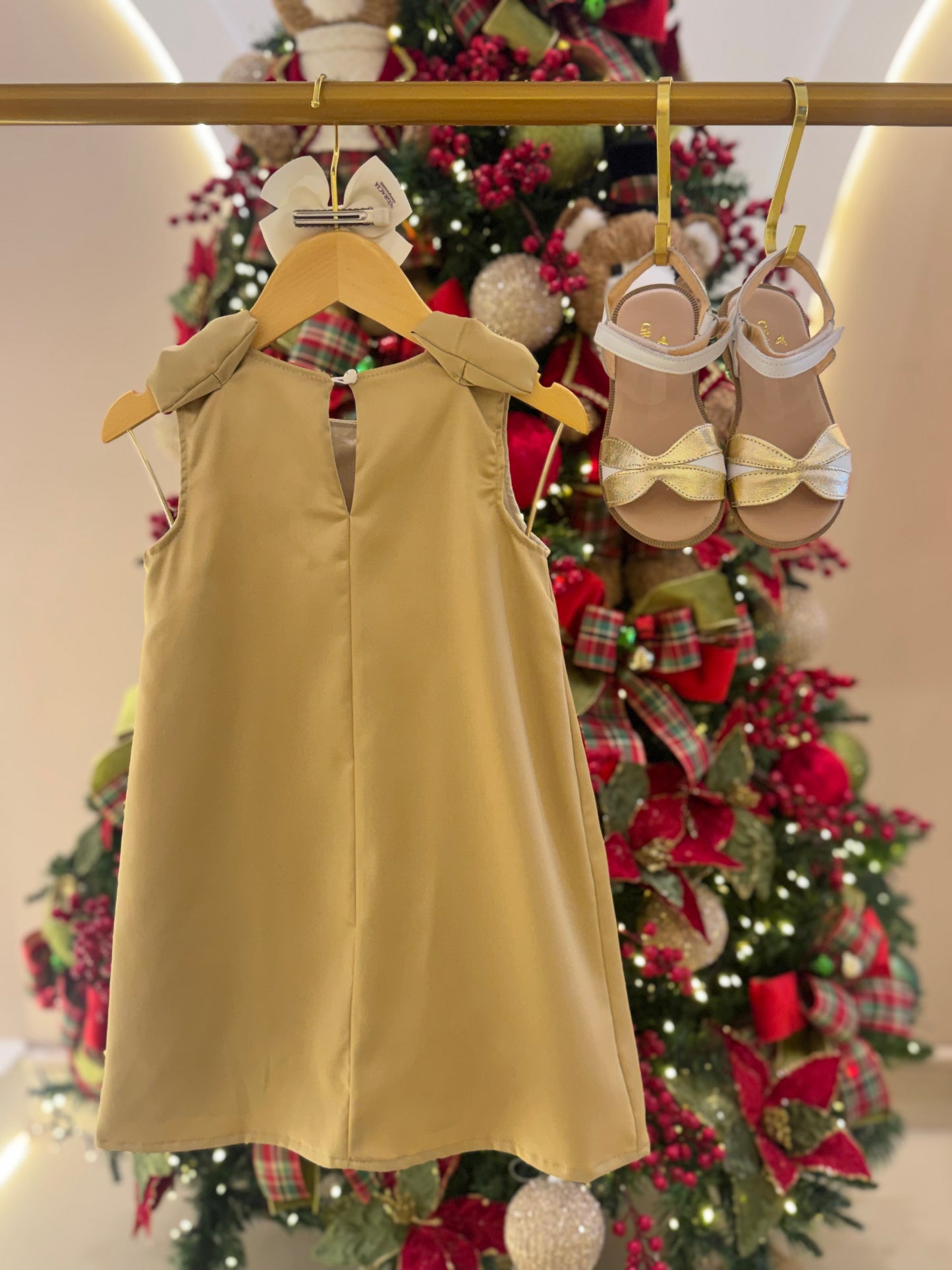 Vestido Infantil Festa Laço Puffer com Pérolas - Pituchinhus