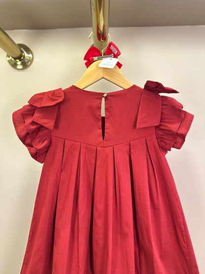 Vestido Infantil Jumper Algodão Pregas Vermelho - Um Mais Um