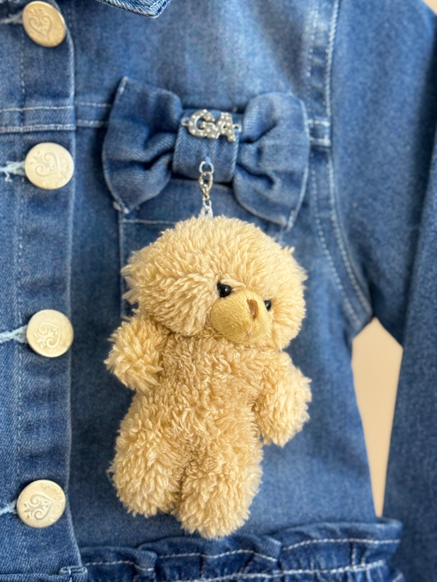 Conjunto Infantil Jaqueta Jeans Ursinho e Calça Jogger Jeans - Gabriela Aquarela