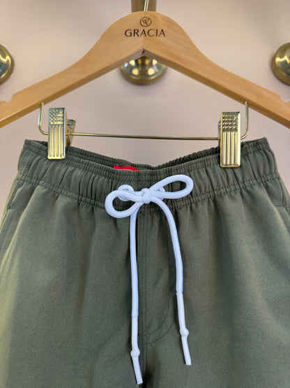Shorts Infantil Praia Liso Basic Verde Militar - Reserva Mini