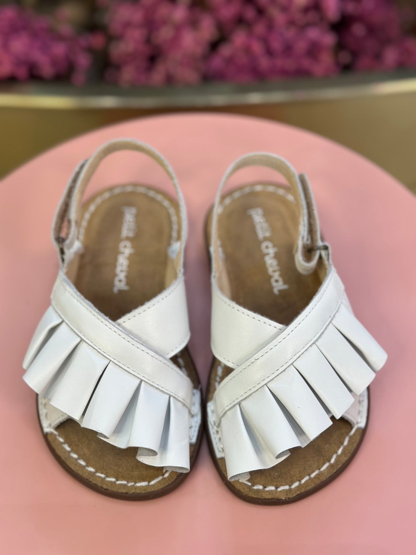 Sandália Infantil Babado Branca - Petit Cheval