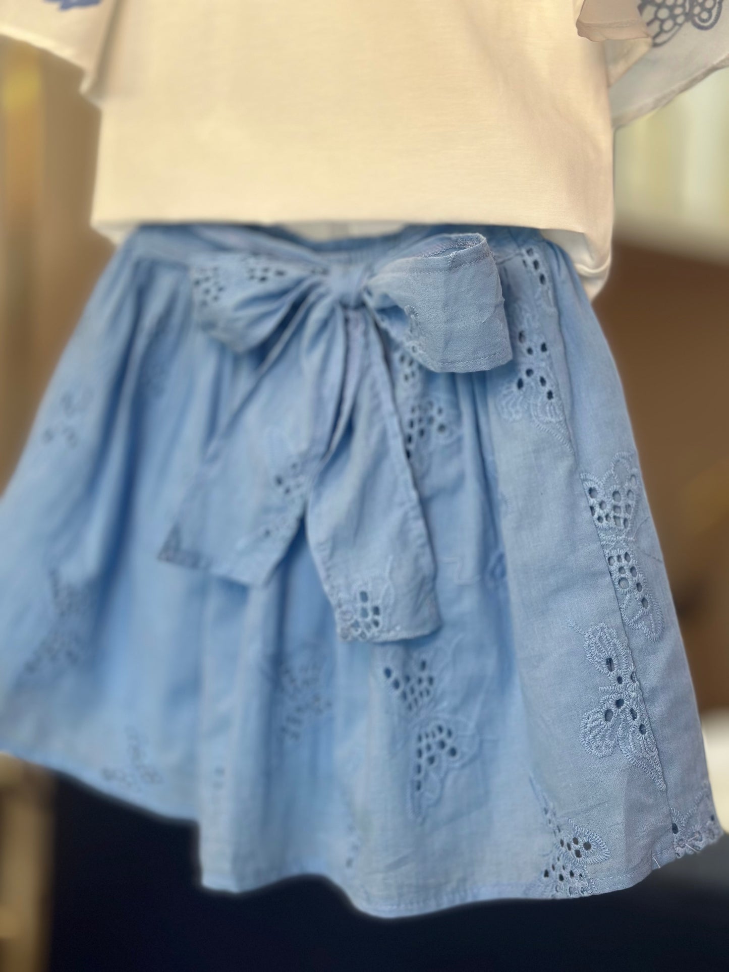 Conjunto Infantil Blusa e Saia-shorts Laise Azul - Momi