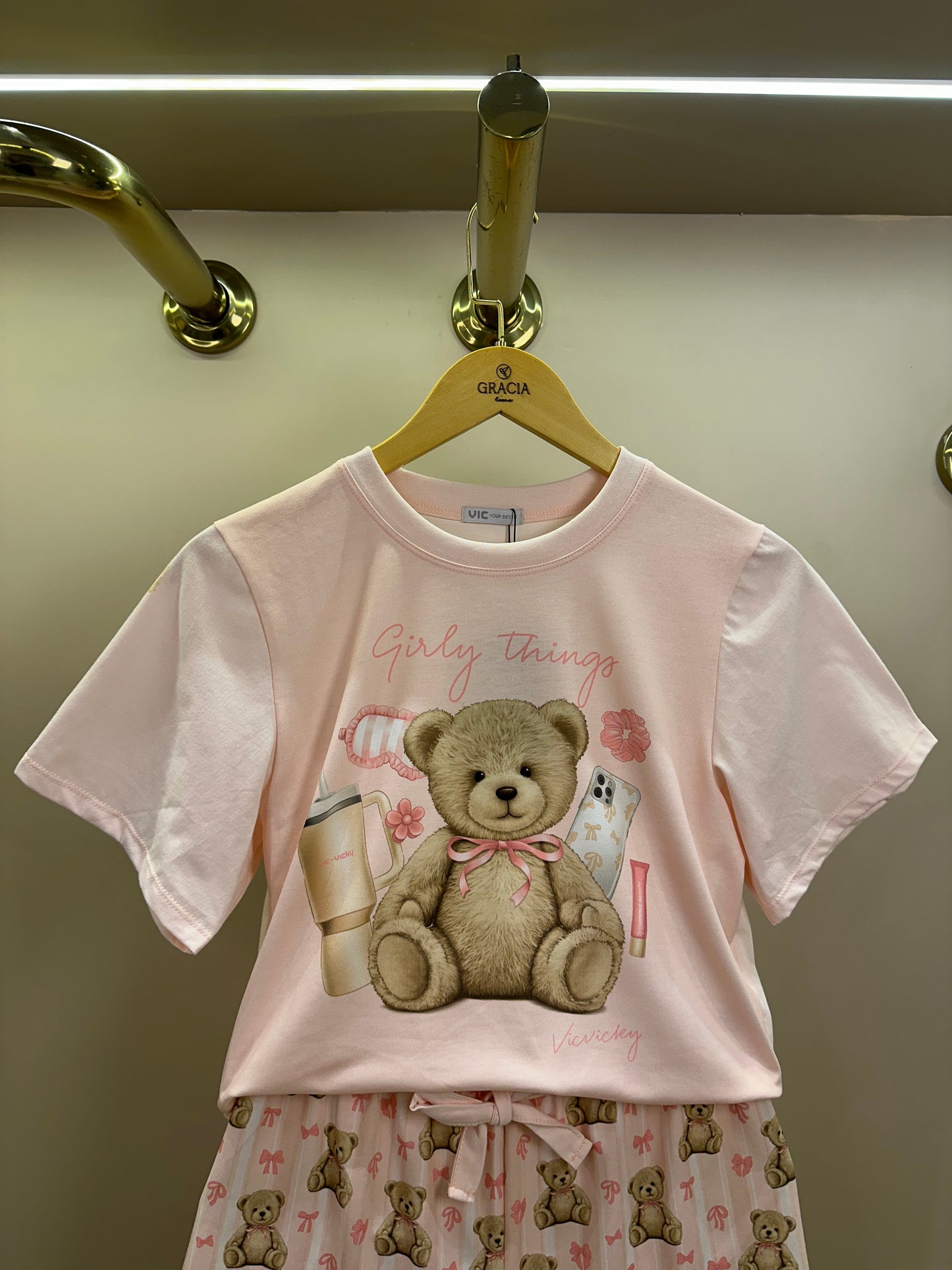 Pijama Teen Blusa e Short Rosa Claro - Vic Vick