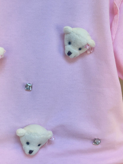 Conjunto Infantil Blusa e Short Comfy com Ursinhos Rosa - Gabriela Aquarela