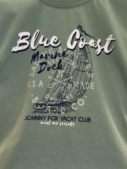 Conjunto infantil Camiseta Verde e Bermuda Marinho - Little Johnny