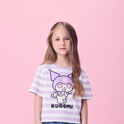 Blusa Infantil Kuromi Listrada Lilás - Momi