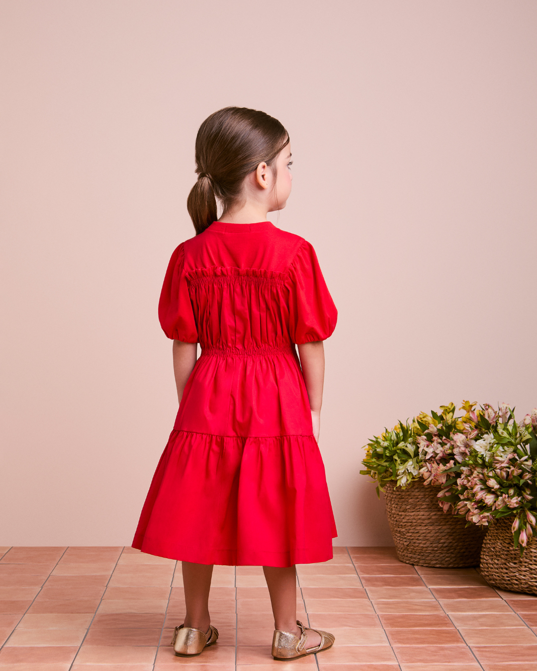 Vestido Infantil Malha Franzida Casual - Animê