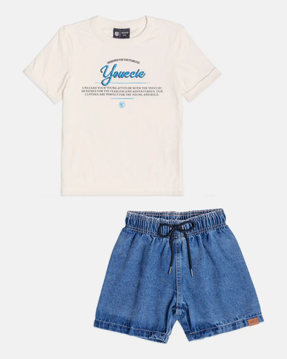 Conjunto Infantil T-Shirt e Bermuda Jeans - Youccie