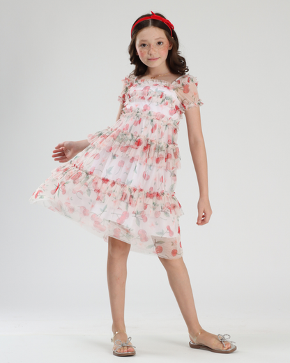 Vestido Infantil Rodado Tule Cerejinha - Luluzinha
