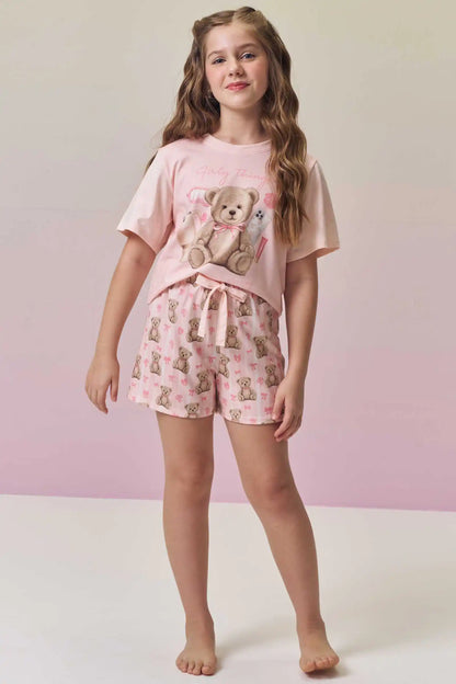Pijama Teen Blusa e Short Rosa Claro - Vic Vick