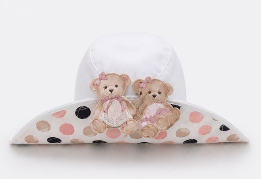 Chapéu Infantil Sarja Poá Colorido Ursinhas Puffer - Pituchinhus