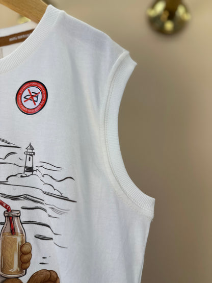 Regata Infantil Algodão Teddy Praia Off White - Dame