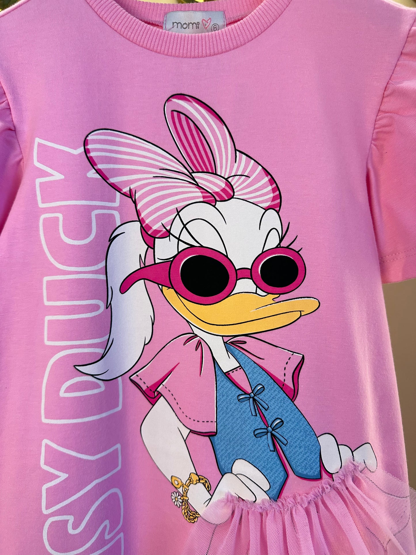 Vestido Infantil Estampa Daisy Duck Saia de Tule - Momi