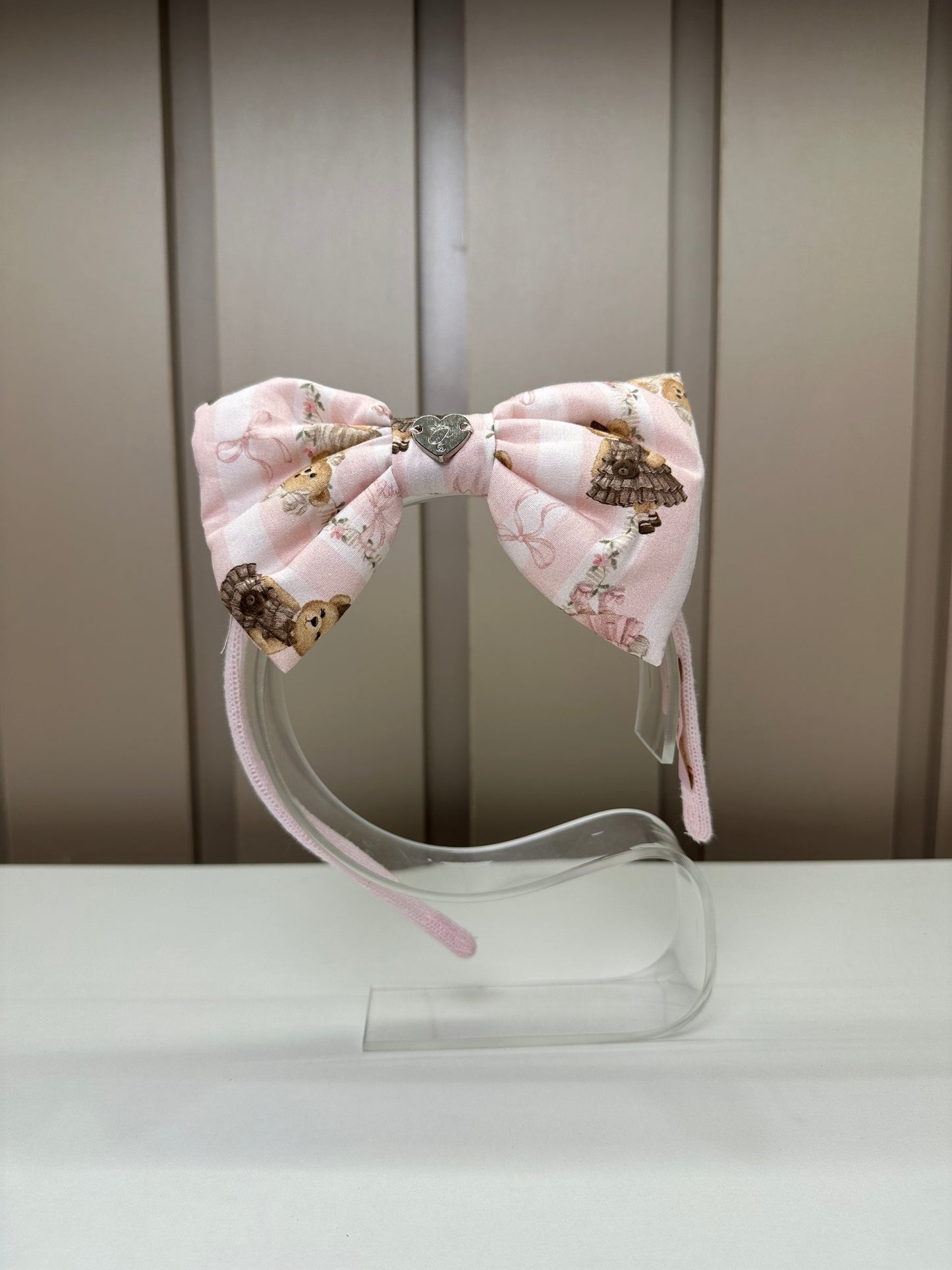 Arco Infantil Laço Puffer Estampado Ursinhos e Listas - Pituchinhus